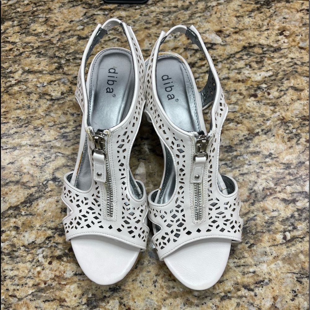Diba white wedge sandals